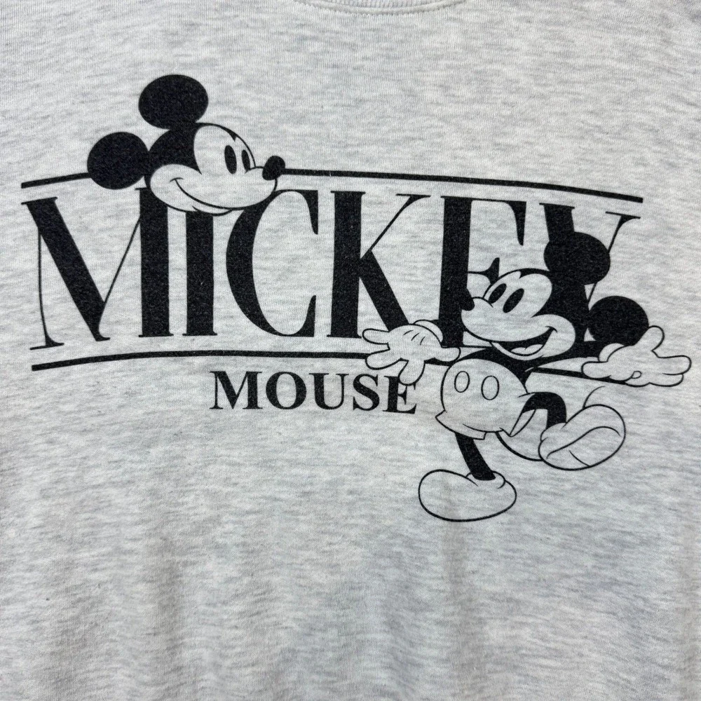 Disney Mickey Mouse Mock Neck Sweatshirt Grey Heather Graphic Pullover XS - Picture 2 of 6